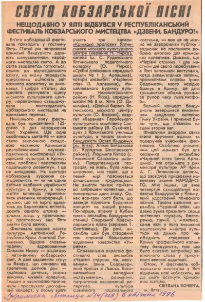 Моя участь в Ялтинській капелі бандуристів.
