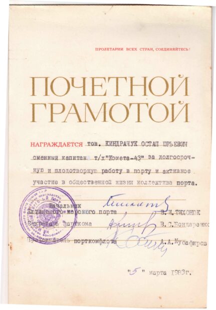 Грамоти, відзнаки, заохочення.