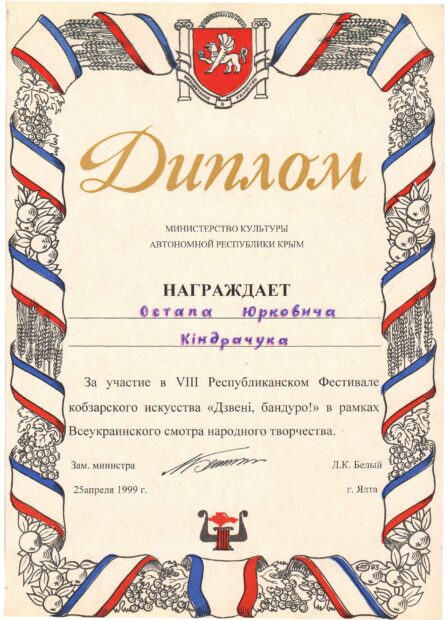 Нагородні відзнаки, пам'ятні грамоти.