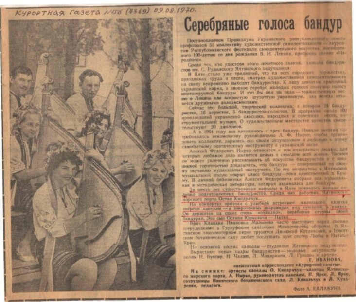 Моя участь в Ялтинській капелі бандуристів.