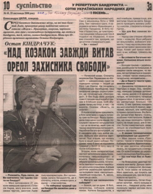 Інтерв'ю в друкованих ЗМІ.