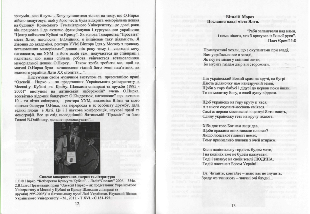 Творчі здобутки окремих активістів Ялтинської "Просвіти".